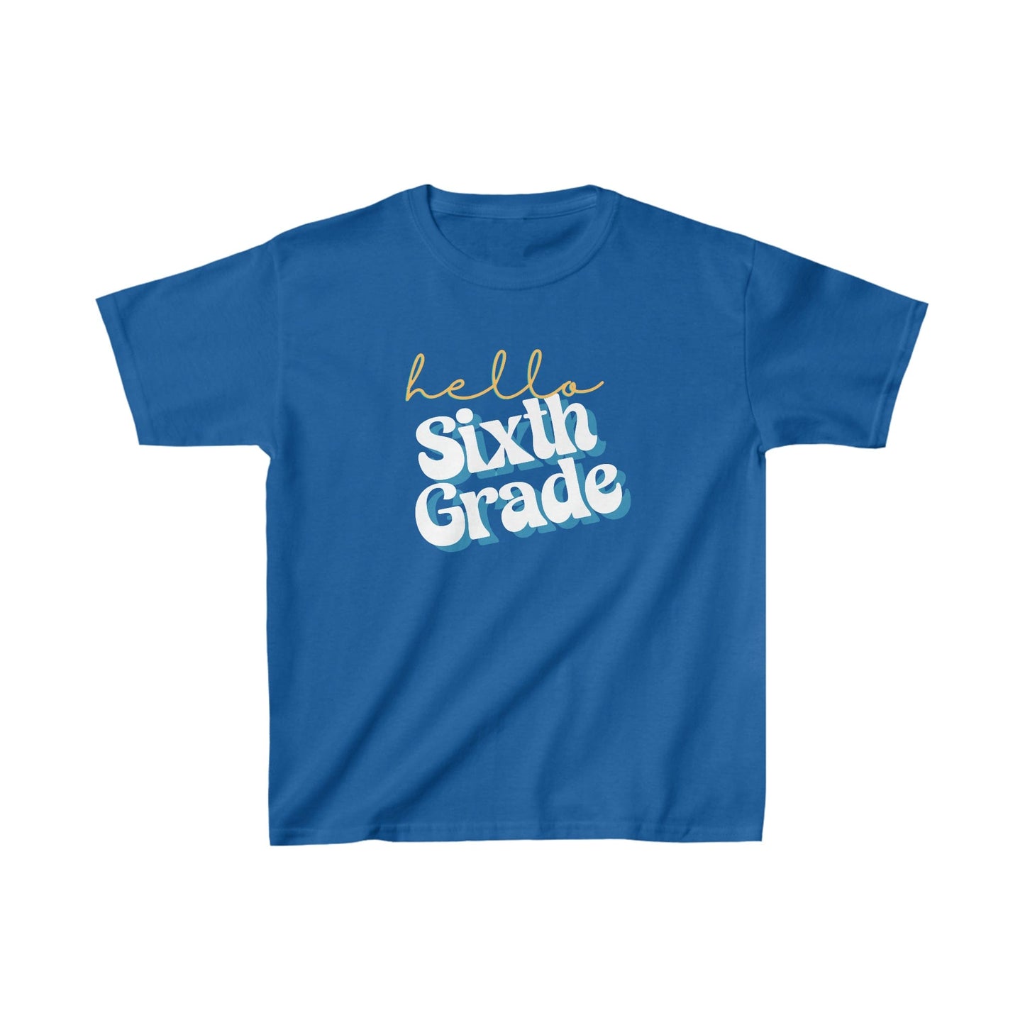 Kids clothes XS / Royal Hello Sixth Grade | Retro | YOUTH Sizes | Cotton Tee