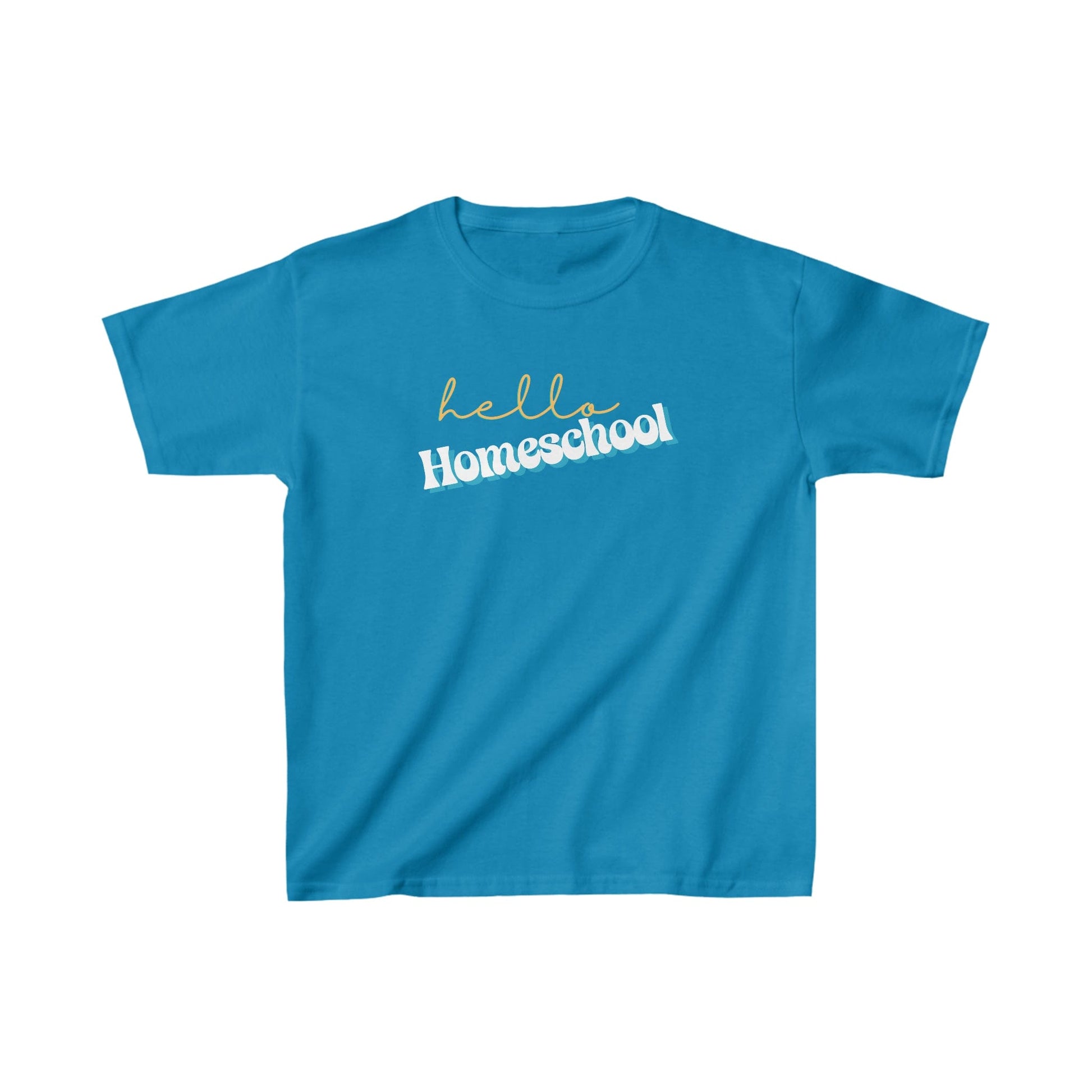 Kids clothes XS / Sapphire Hello Homeschool | Retro | YOUTH Sizes | Cotton Tee