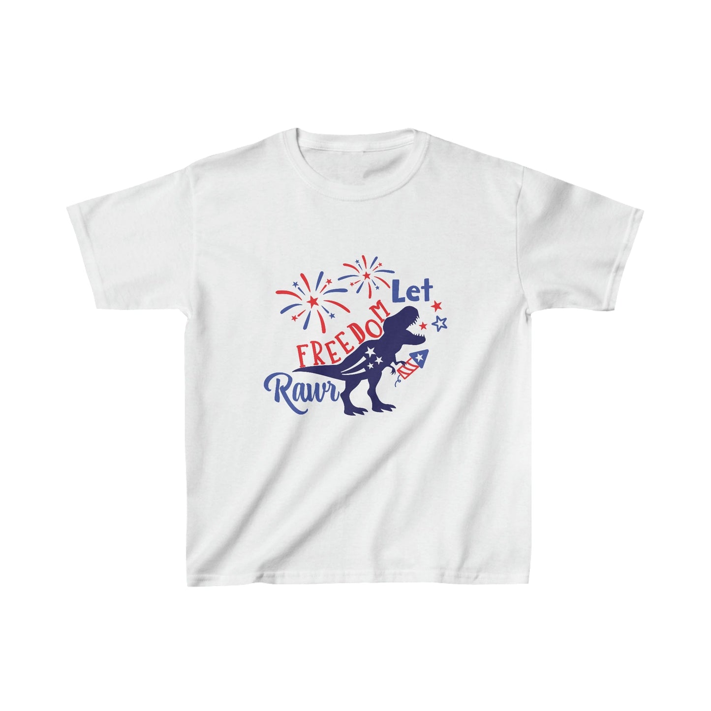 Kids clothes XS / White Let Freedom Rawr | Independence Day | Dinosaur | Kids Heavy Cotton™ Tee