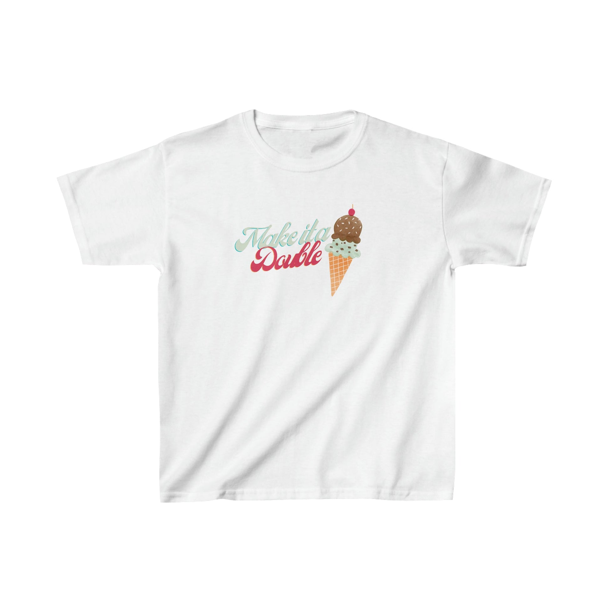 Kids clothes XS / White Make It A Double | Ice Cream | Kids Heavy Cotton™ Tee