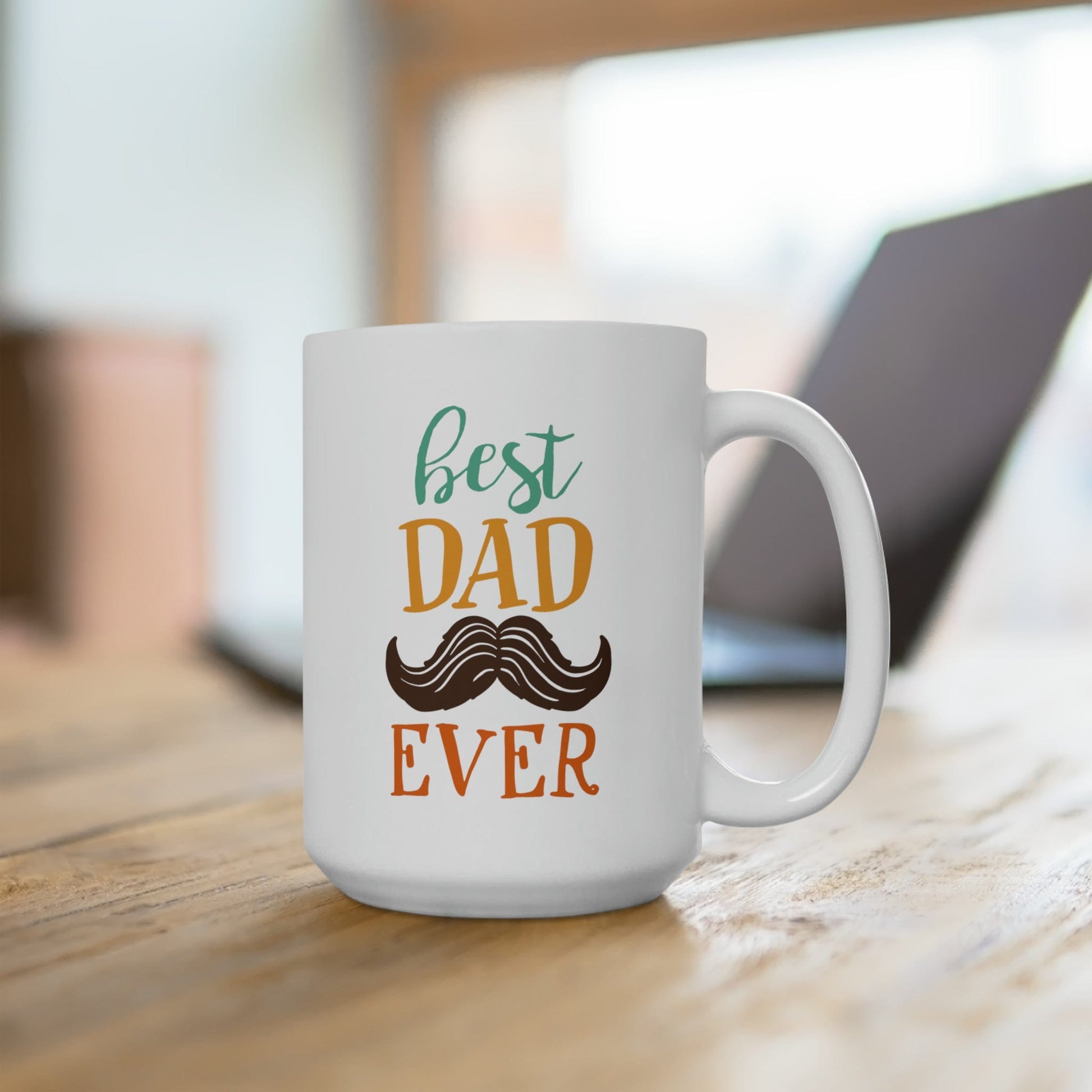 Mug 15oz Best Dad Ever | Mustache | 15 oz. White Mug