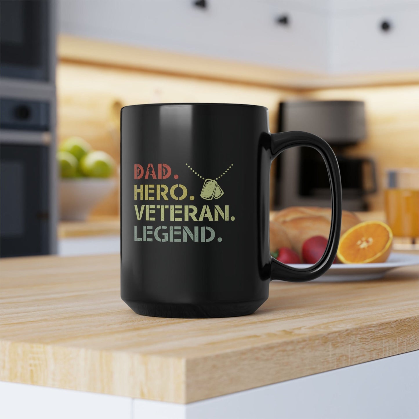 Mug 15oz Dad | Hero | Veteran | Legend | 15 oz. Black Mug