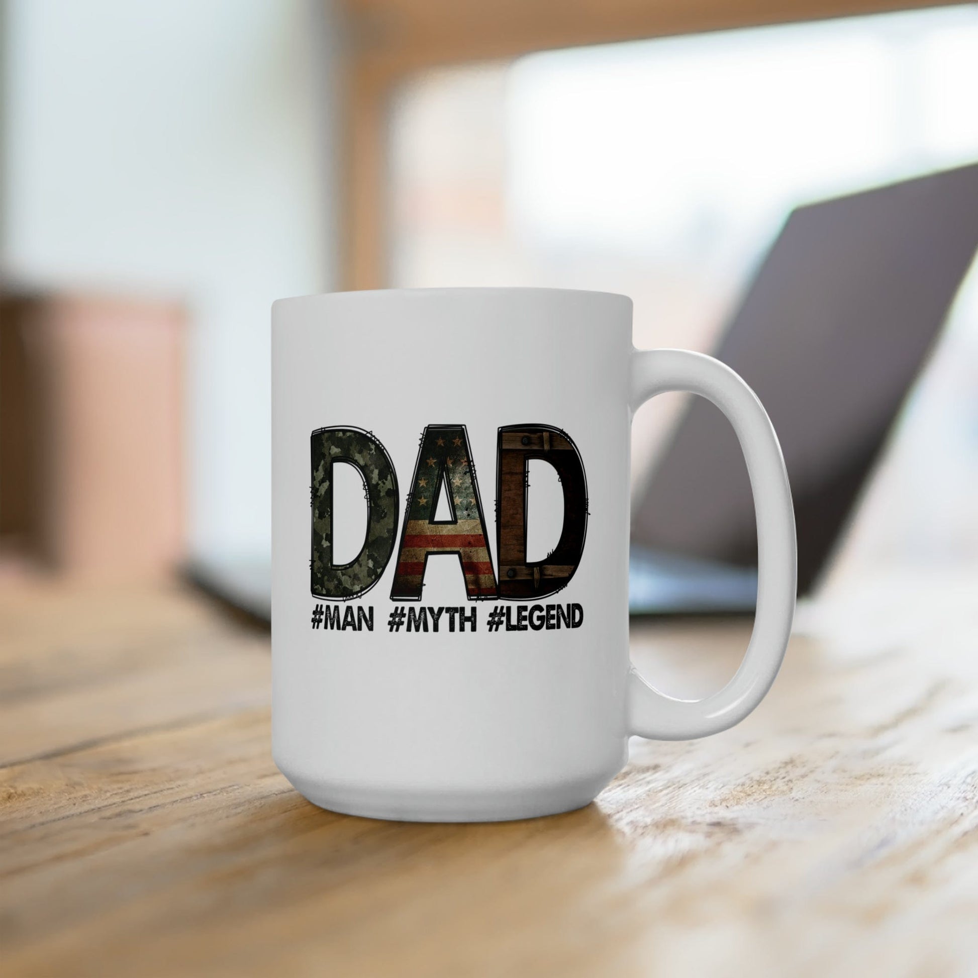 Mug 15oz Dad | Man Myth Legend | Patriotic | 15 oz. White Mug