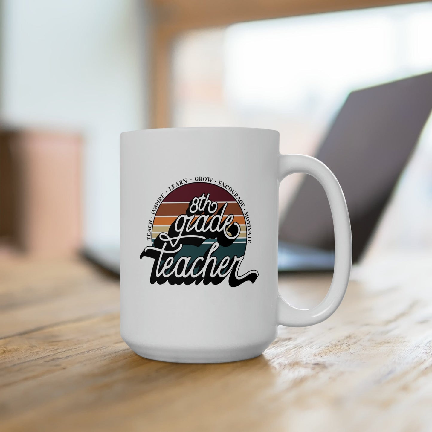 Mug 15oz Eighth Grade Teacher | Retro | 15 oz. White Mug