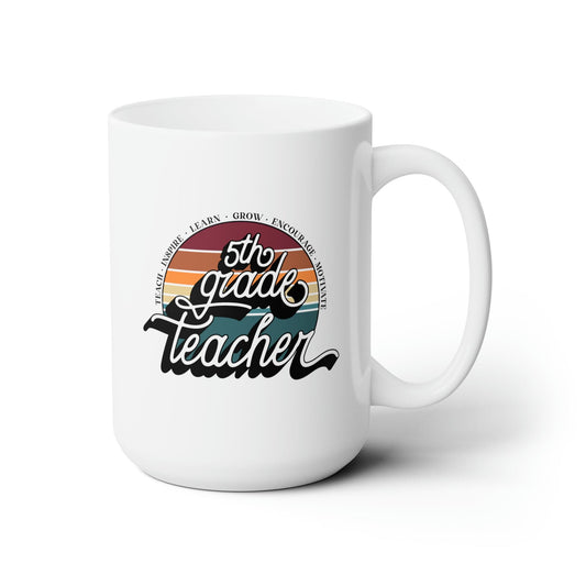 Mug 15oz Fifth Grade Teacher | Retro | 15 oz. White Mug