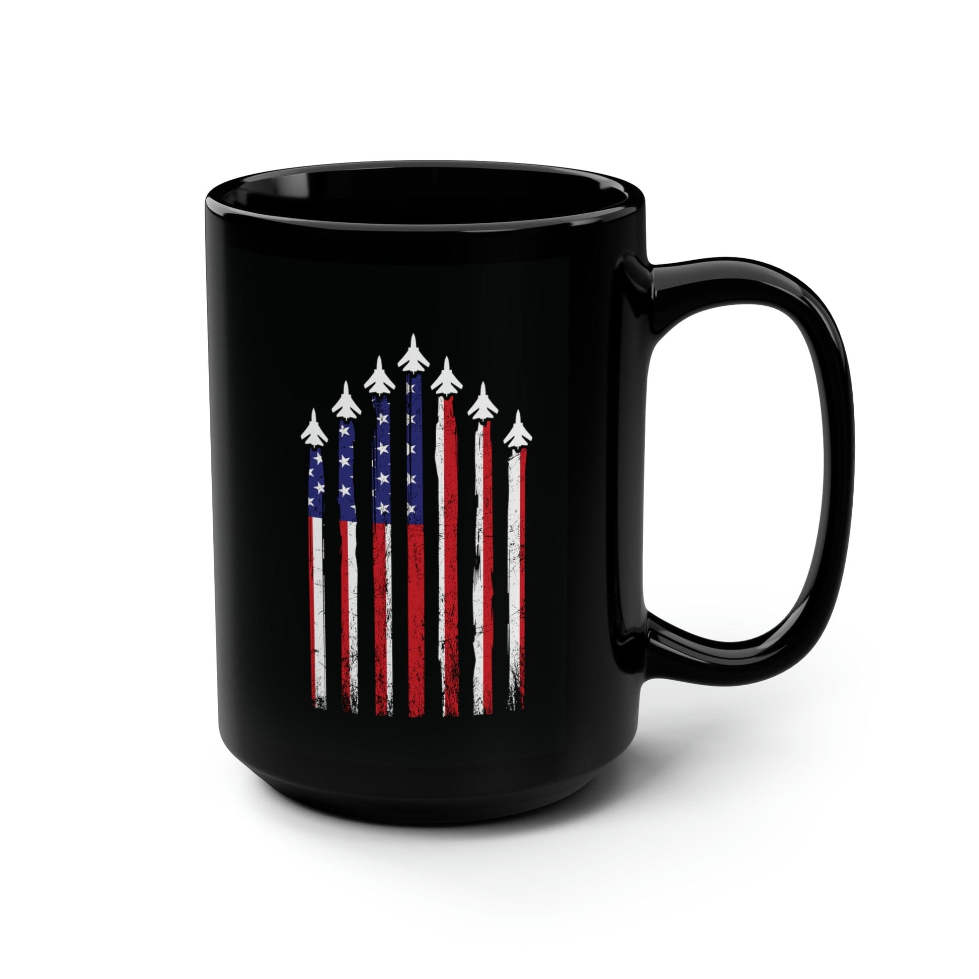 Mug 15oz Flag with Planes | US Air Force | Combat Pilots | 15 oz. Black Mug