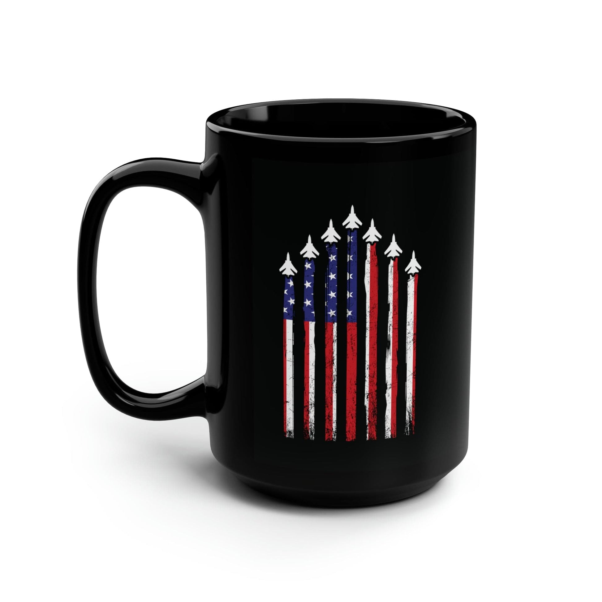 Mug 15oz Flag with Planes | US Air Force | Combat Pilots | 15 oz. Black Mug