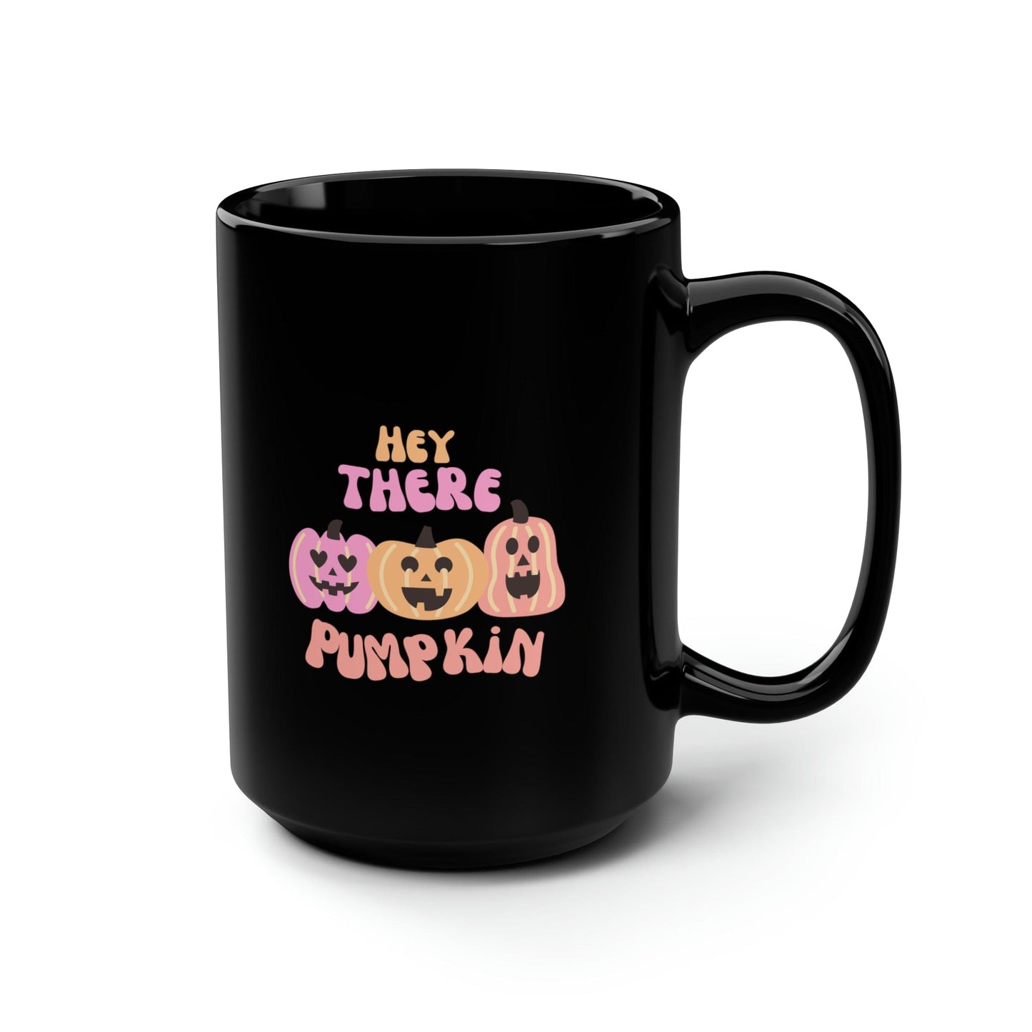 Mug 15oz Hey There Pumpkin | Retro | 15 oz. Black Mug