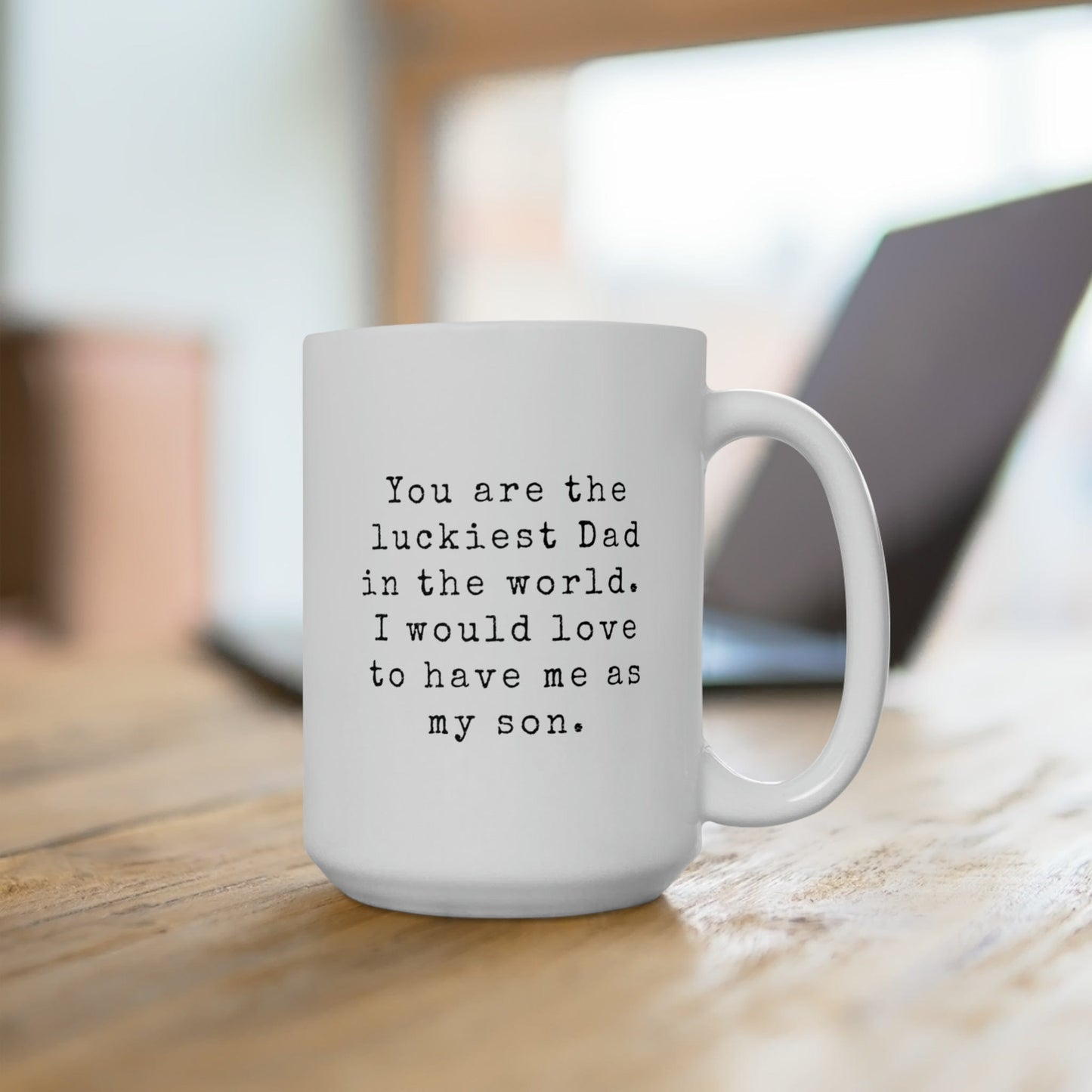 Mug 15oz Luckiest Dad in the World | Son | 15 oz. White Mug