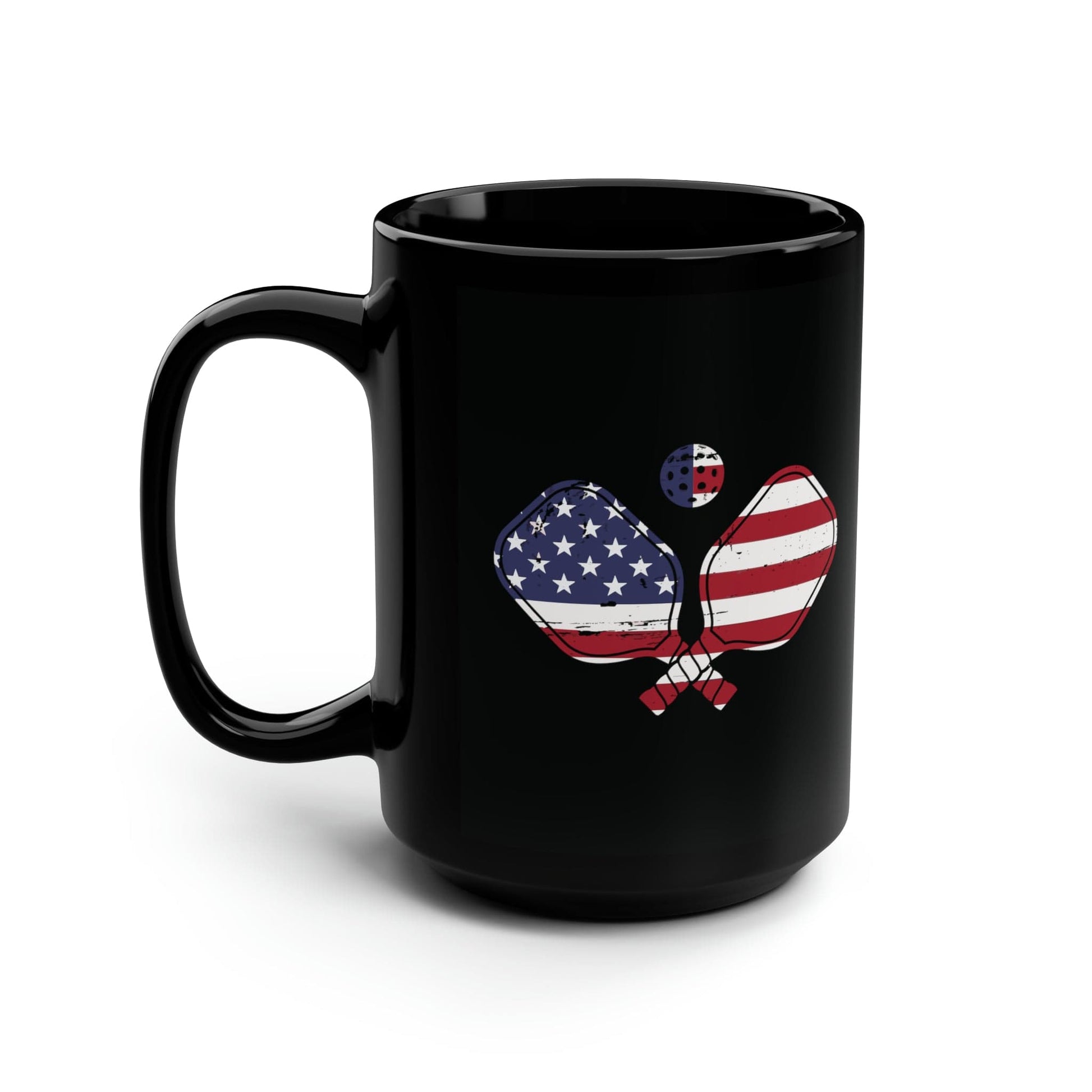 Mug 15oz Pickleball | Patriotic | 15 oz. Black Mug