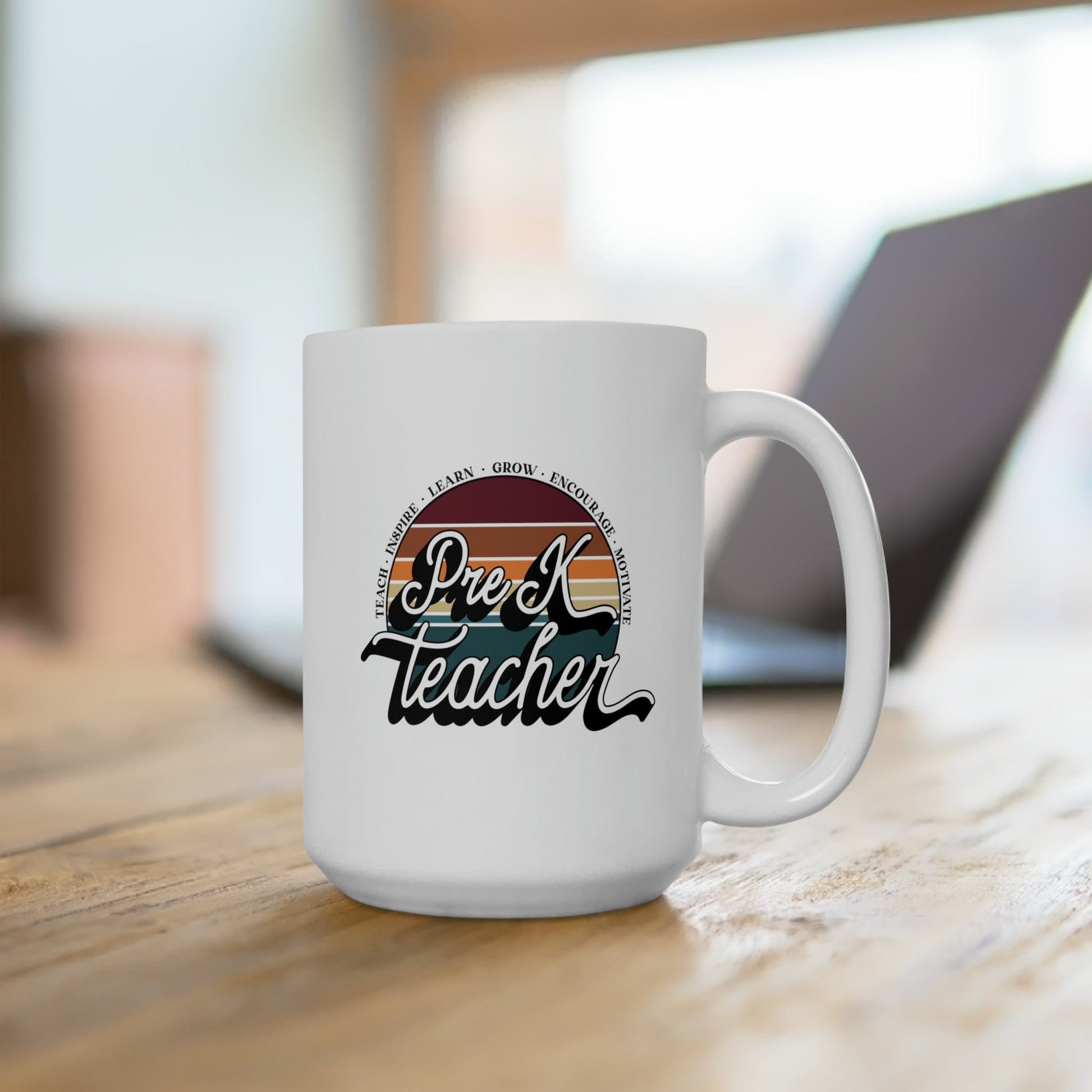 Mug 15oz Pre-K Teacher | Retro | 15 oz. White Mug