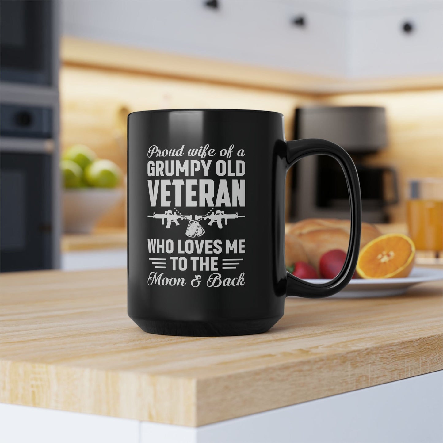 Mug 15oz Proud Wife of a Grumpy Old Veteran | 15 oz. Black Mug