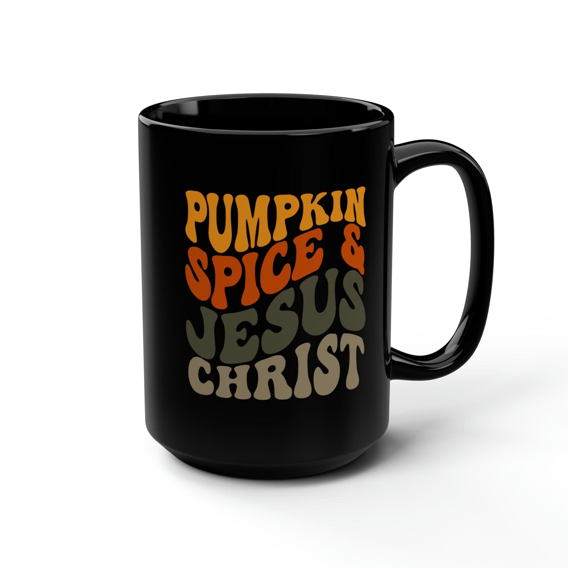 Mug 15oz Pumpkin Spice & Jesus Christ | 15 oz. Black Mug