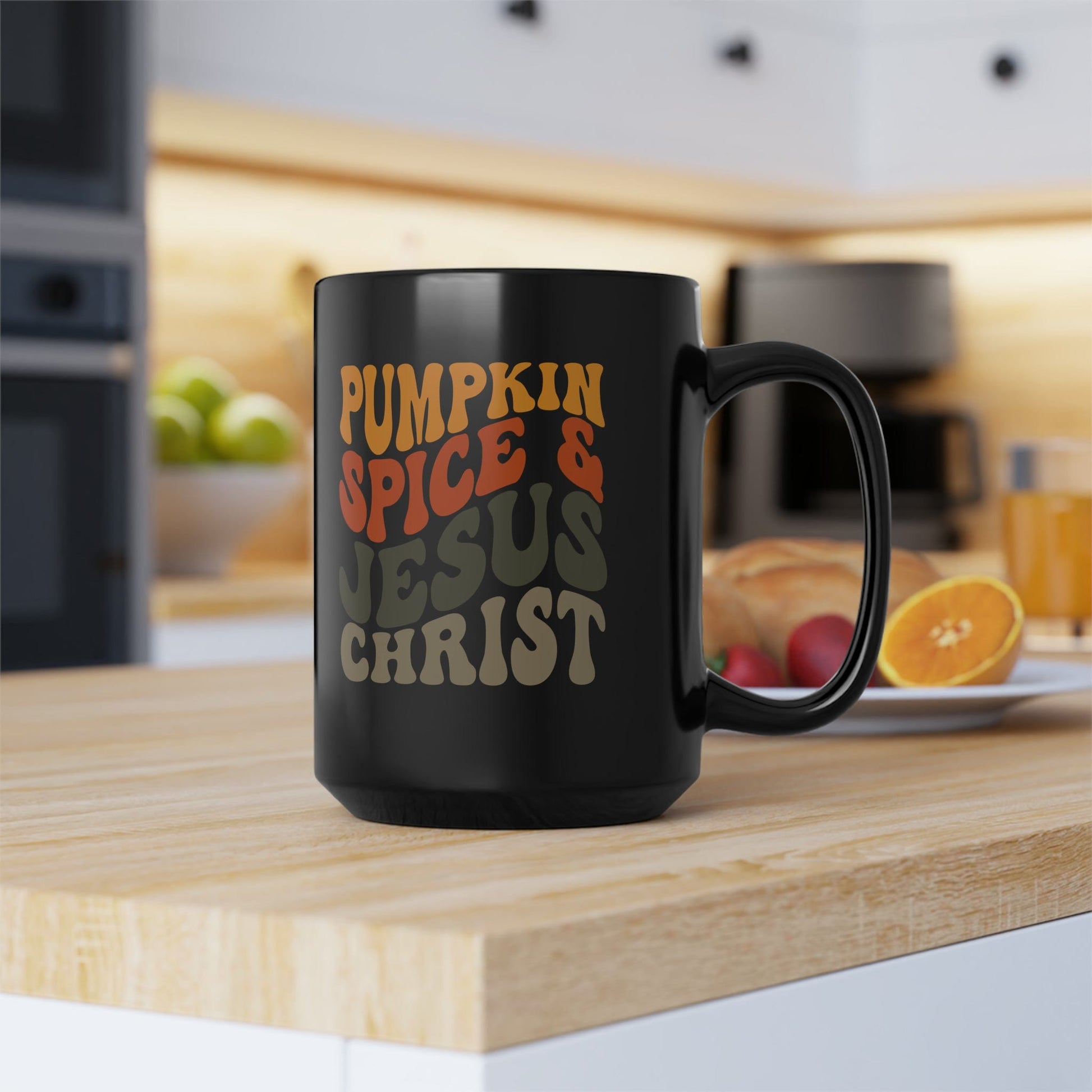 Mug 15oz Pumpkin Spice & Jesus Christ | 15 oz. Black Mug