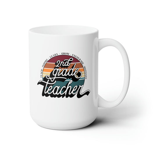 Mug 15oz Second Grade Teacher | Retro | 15 oz. White Mug