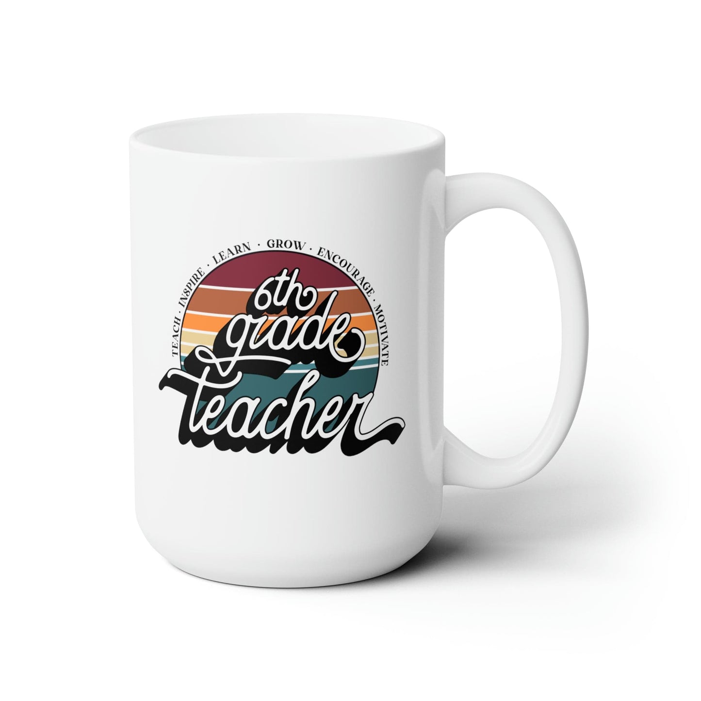 Mug 15oz Sixth Grade Teacher | Retro | 15 oz. White Mug