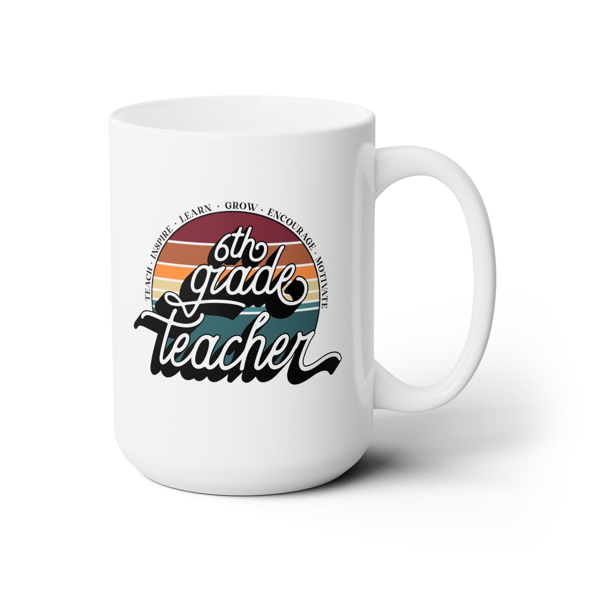 Mug 15oz Sixth Grade Teacher | Retro | 15 oz. White Mug