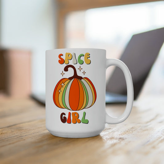 Printify Mug 15oz Spice Girl | Pumpkin | Retro | 15 oz. White Mug