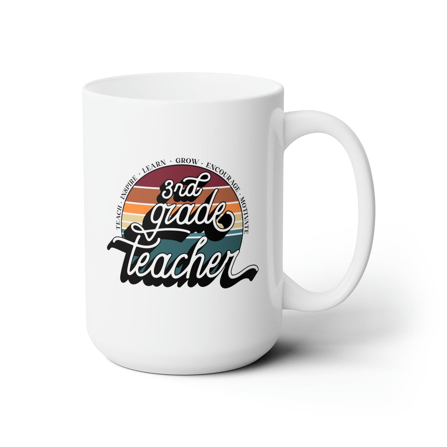 Mug 15oz Third Grade Teacher | Retro | 15 oz. White Mug