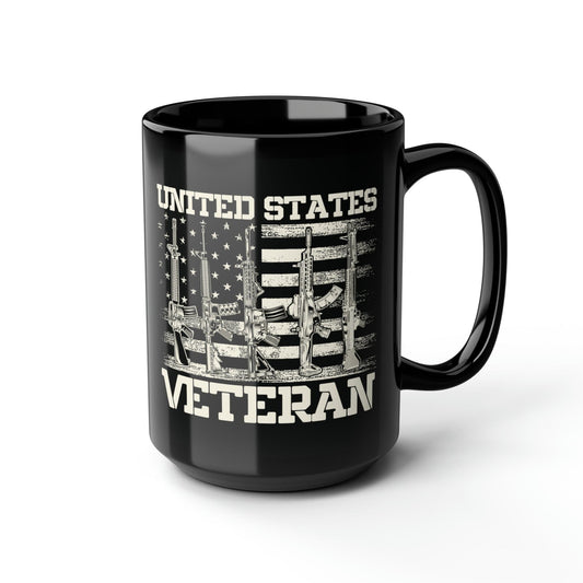 Mug 15oz United States Veteran | Flag | 15 oz. Black Mug