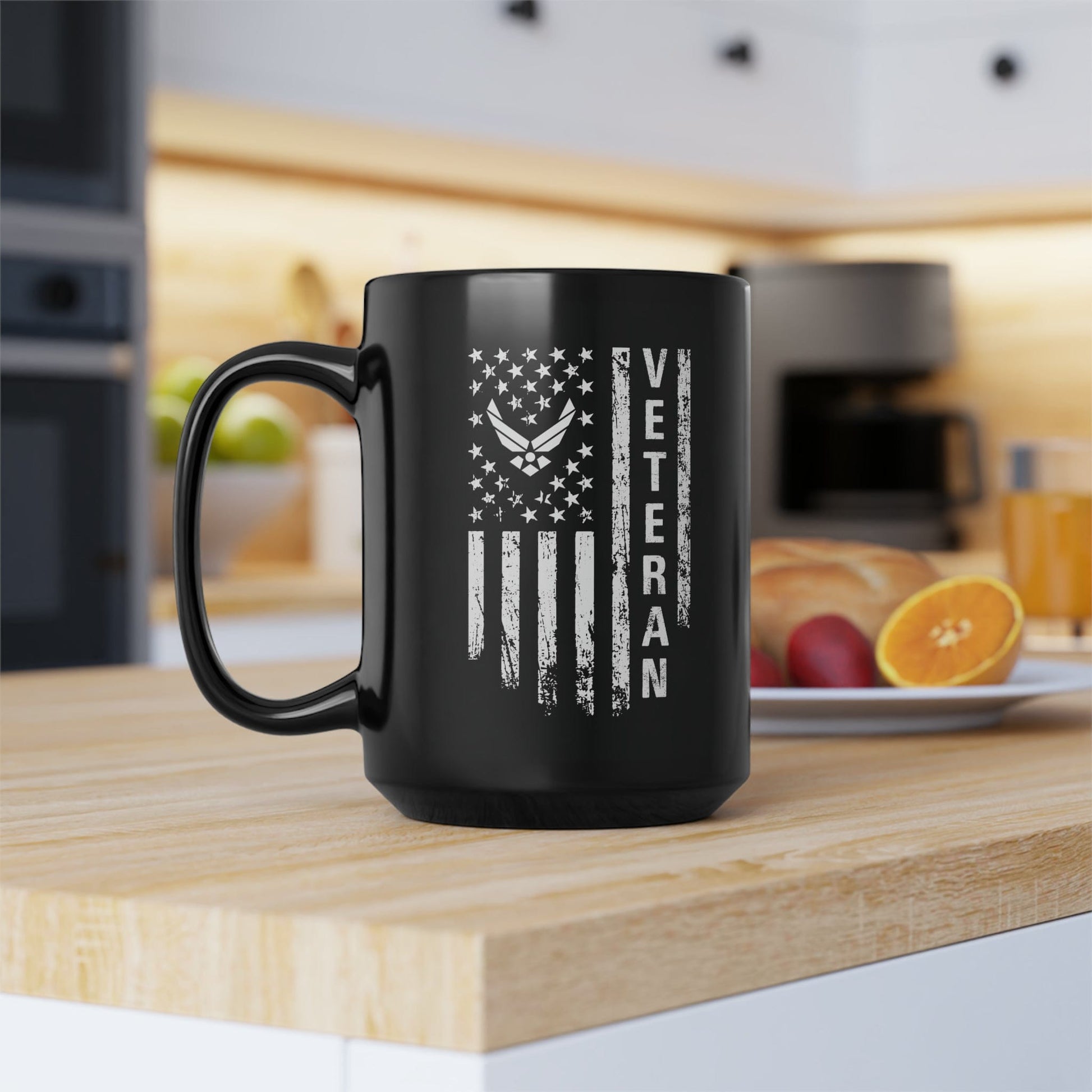 Mug 15oz US Air Force Veteran | Flag | 15 oz. Black Mug