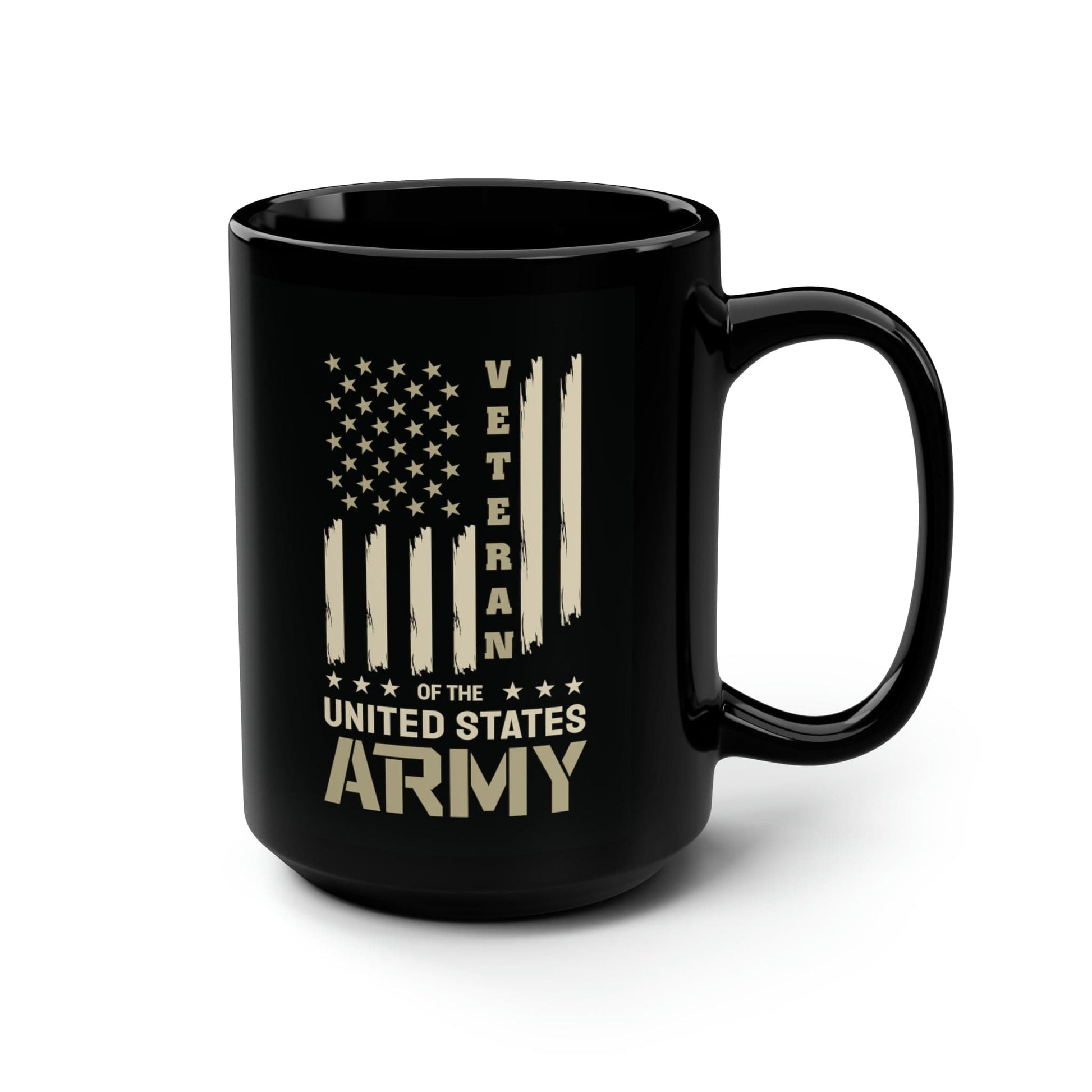 Mug 15oz US Army Veteran | Flag | 15 oz. Black Mug