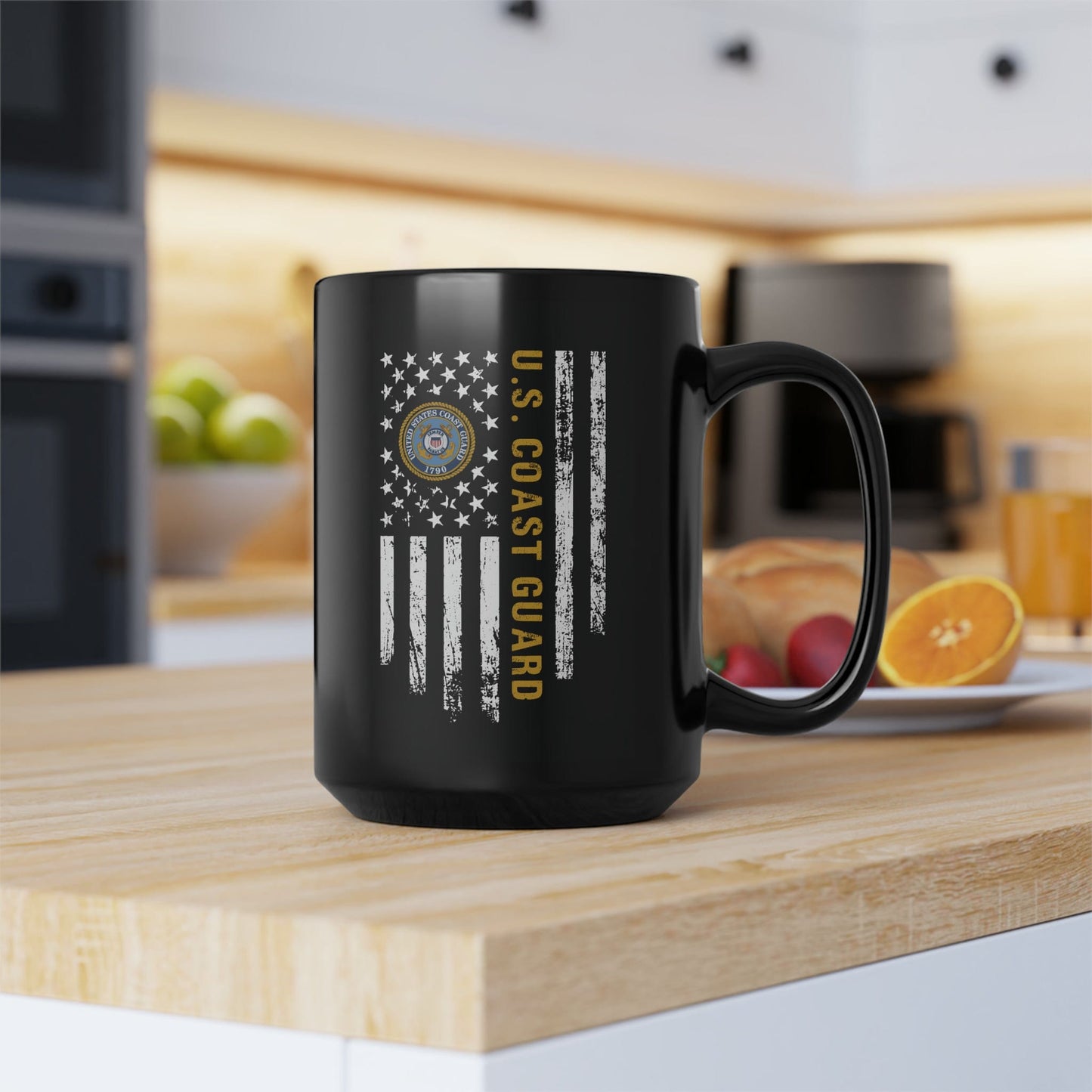 Mug 15oz US Coast Guard | Flag | 15 oz. Black Mug