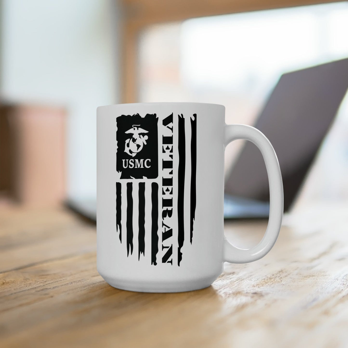 Mug 15oz US Marine Corps Veteran | Flag | 15 oz. White Mug