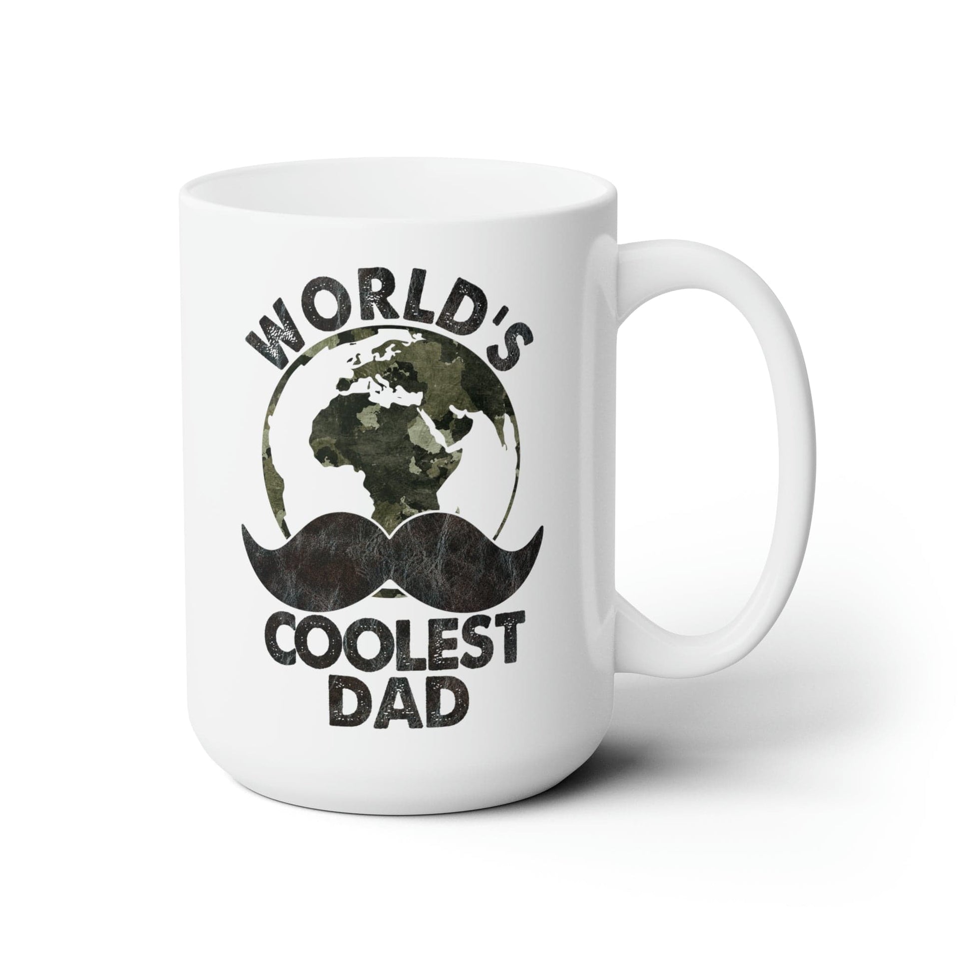 Mug 15oz World's Coolest Dad | Mustache | 15 oz. White Mug