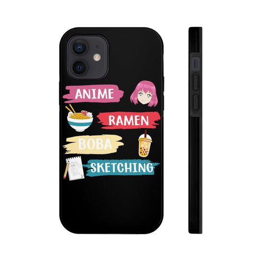 Phone Case iPhone 12 Anime Ramen Boba Sketching | Tough Phone Cases