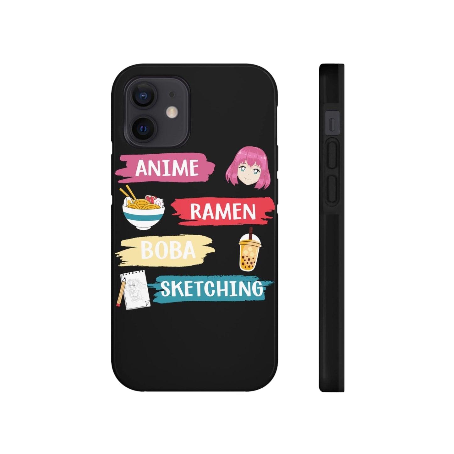 Phone Case iPhone 12 Mini Anime Ramen Boba Sketching | Tough Phone Cases