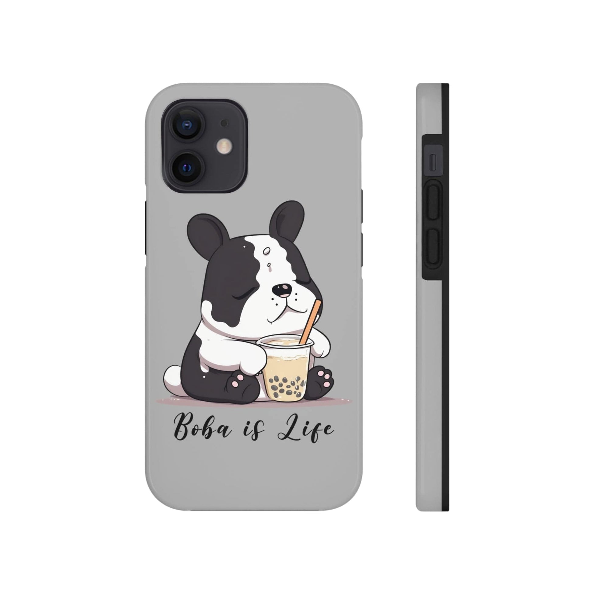 Phone Case iPhone 12 Mini Boba is Life | Dog Drinking Boba | Tough Phone Cases