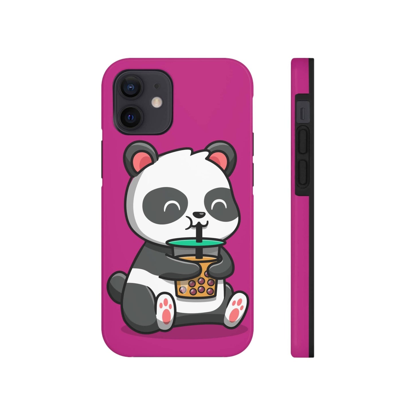 Phone Case iPhone 12 Mini Panda Drinking Boba | Tough Phone Cases