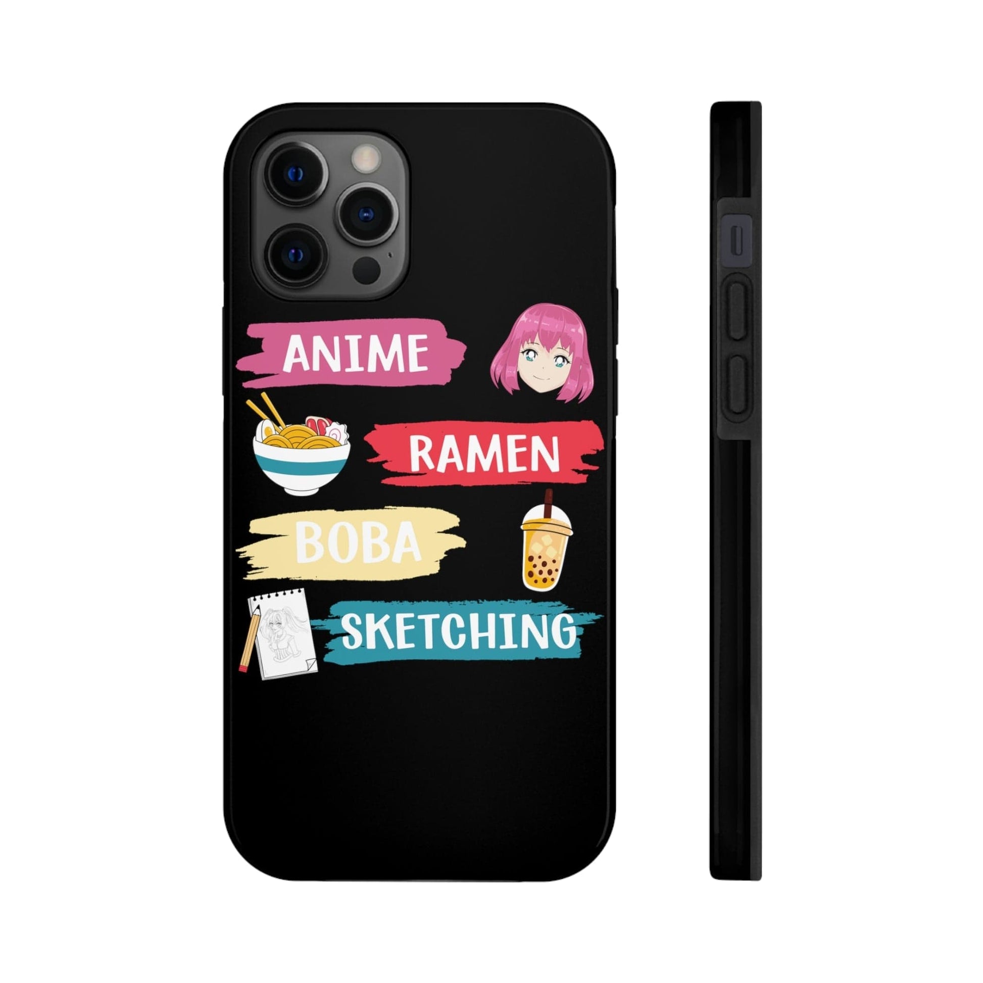 Phone Case iPhone 12 Pro Anime Ramen Boba Sketching | Tough Phone Cases