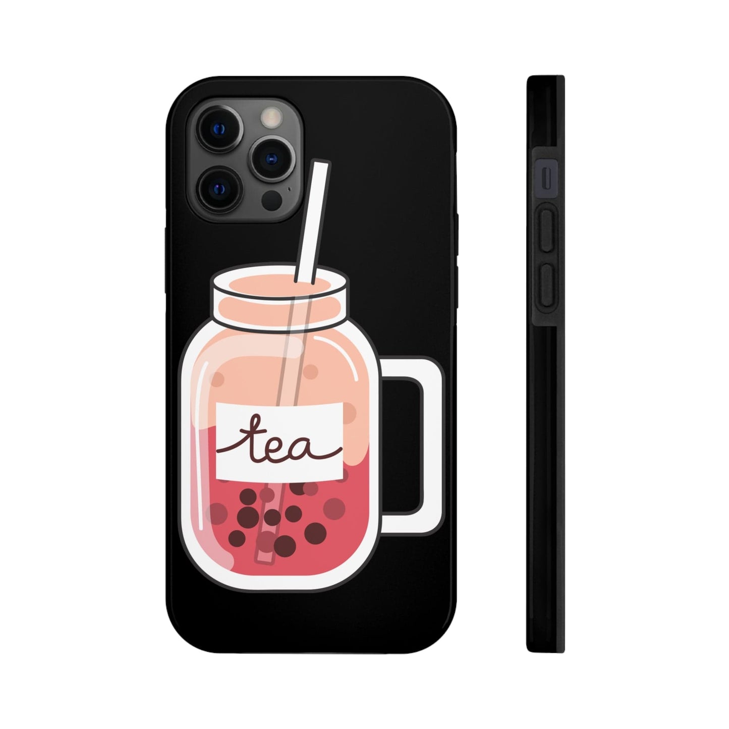 Phone Case iPhone 12 Pro Boba Tea - Pink | Mason Jar | Tough Phone Cases