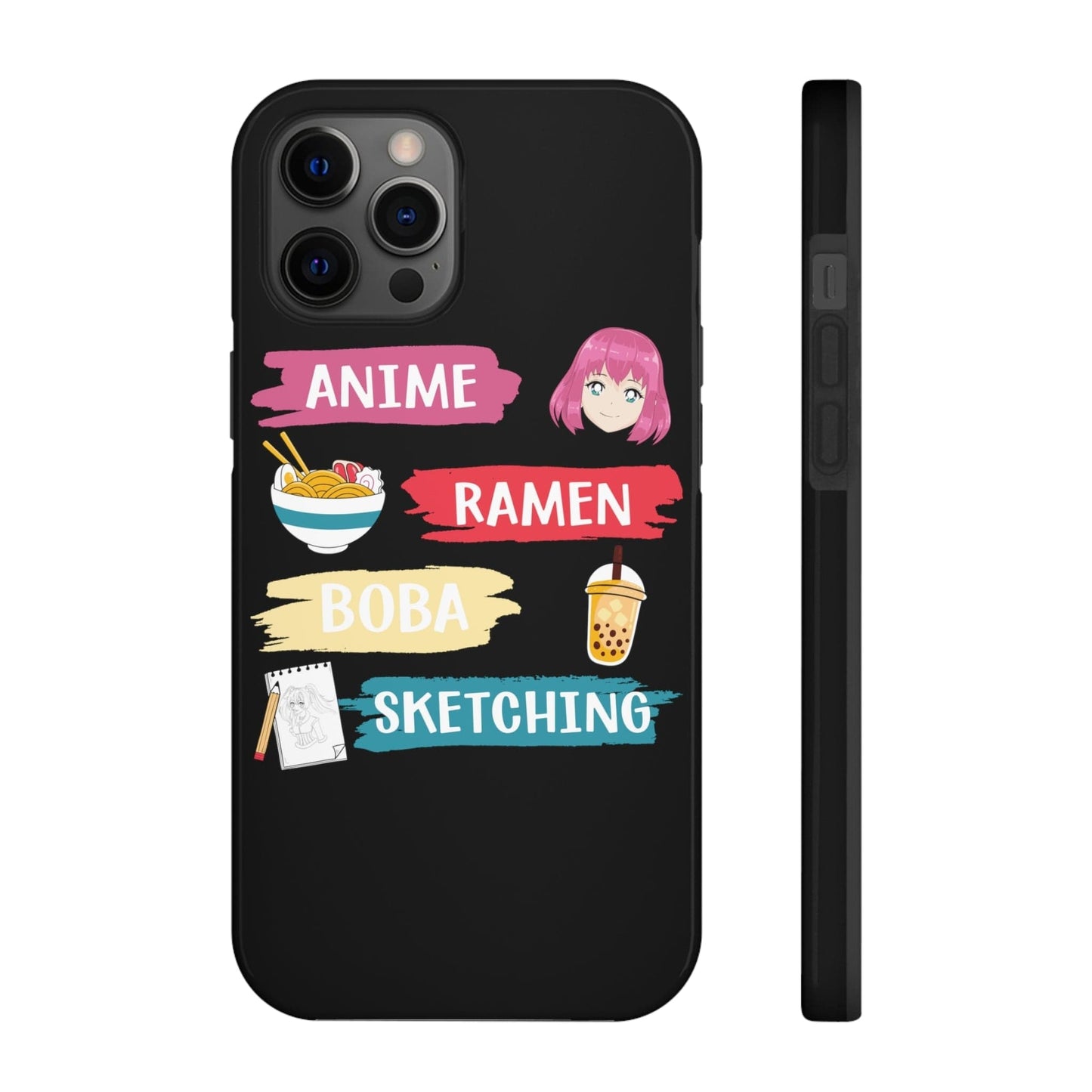 Phone Case iPhone 12 Pro Max Anime Ramen Boba Sketching | Tough Phone Cases