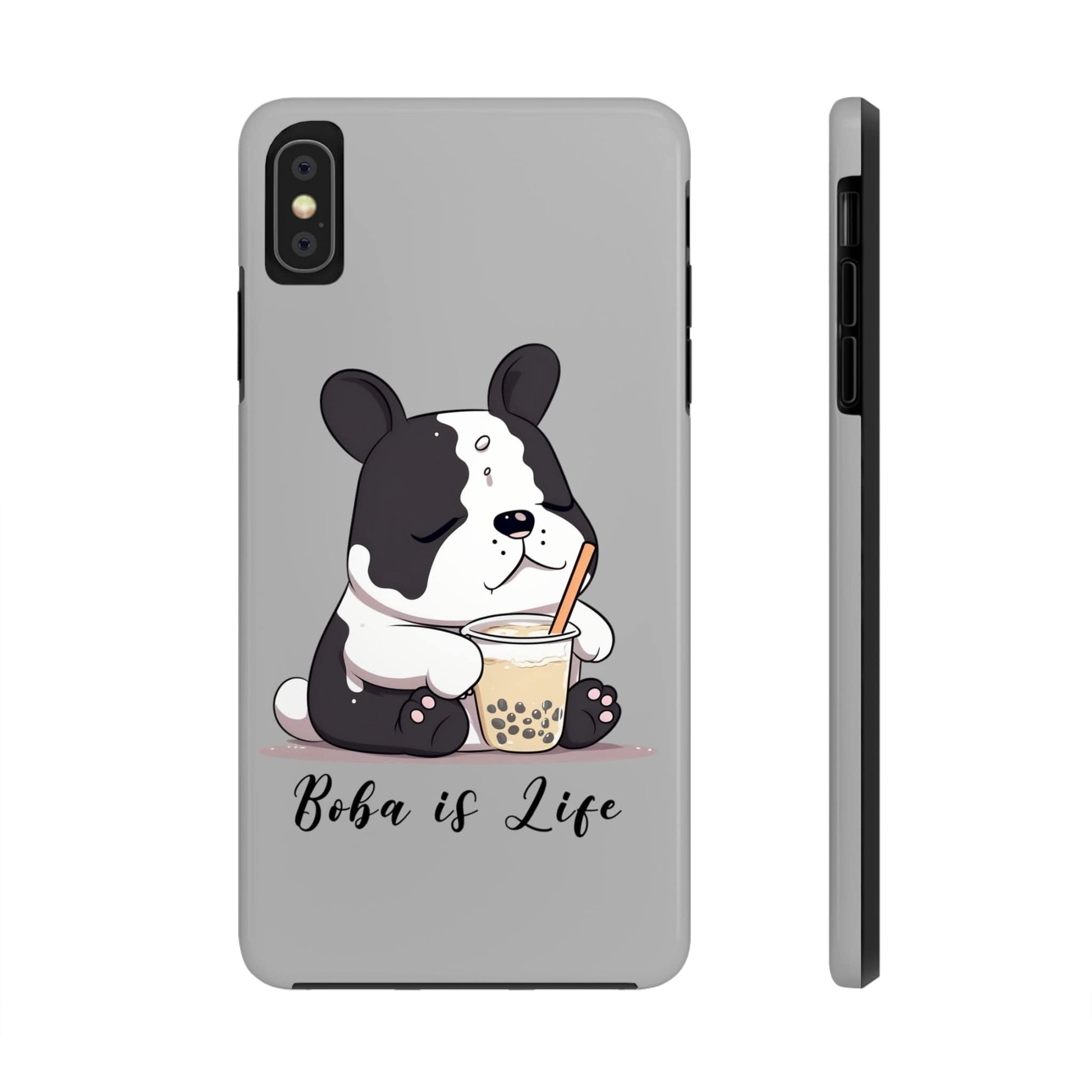 Phone Case iPhone XS MAX Boba is Life | Dog Drinking Boba | Tough Phone Cases