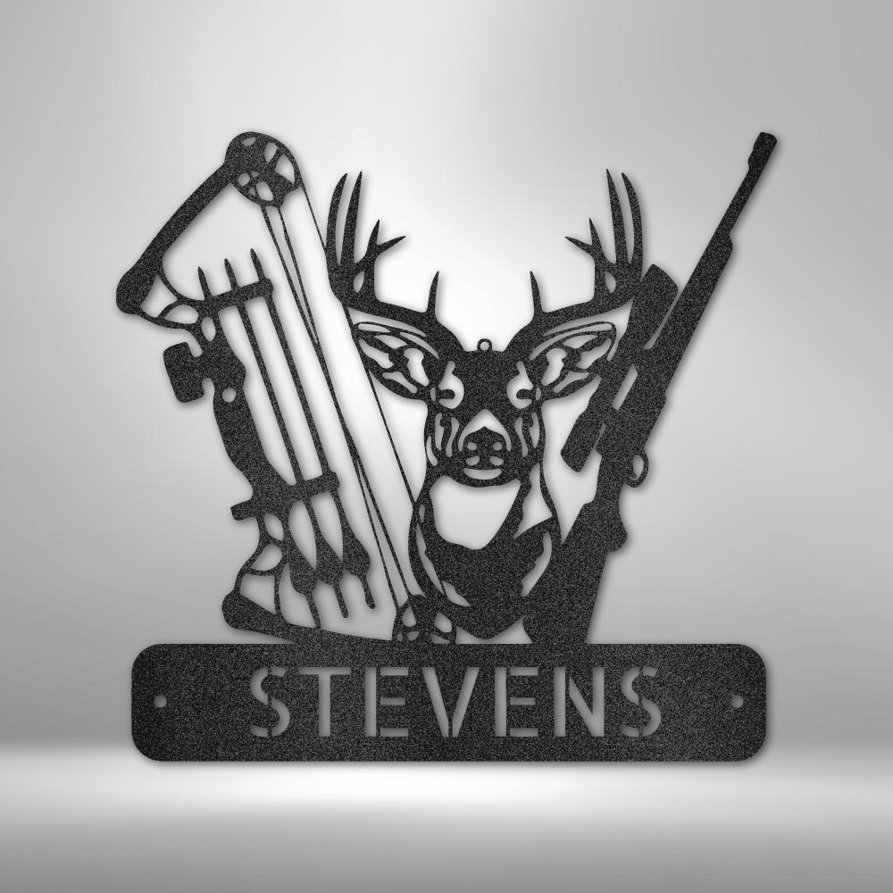 Steel Sign Black / 12" Deer Hunter | Customizable Steel Sign