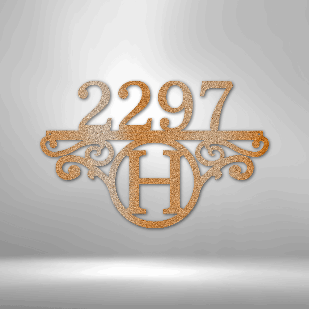 Steel Sign Copper / 12" Customizable Address and Monogram | Steel Sign