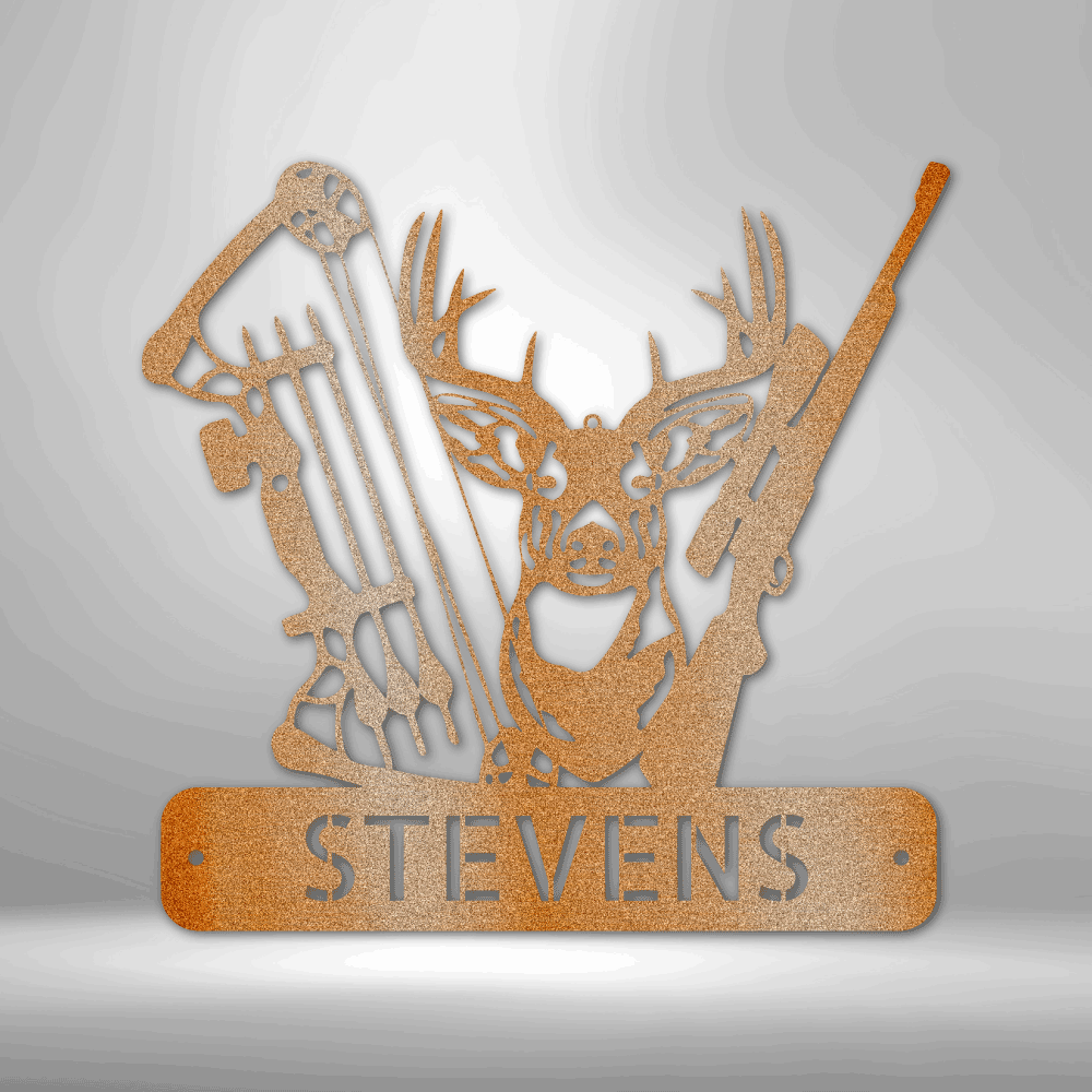 Steel Sign Copper / 12" Deer Hunter | Customizable Steel Sign