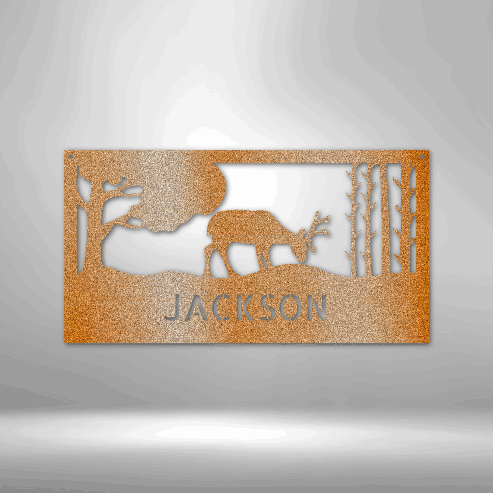 Steel Sign Copper / 12" Grazing Deer | Customizable Steel Sign