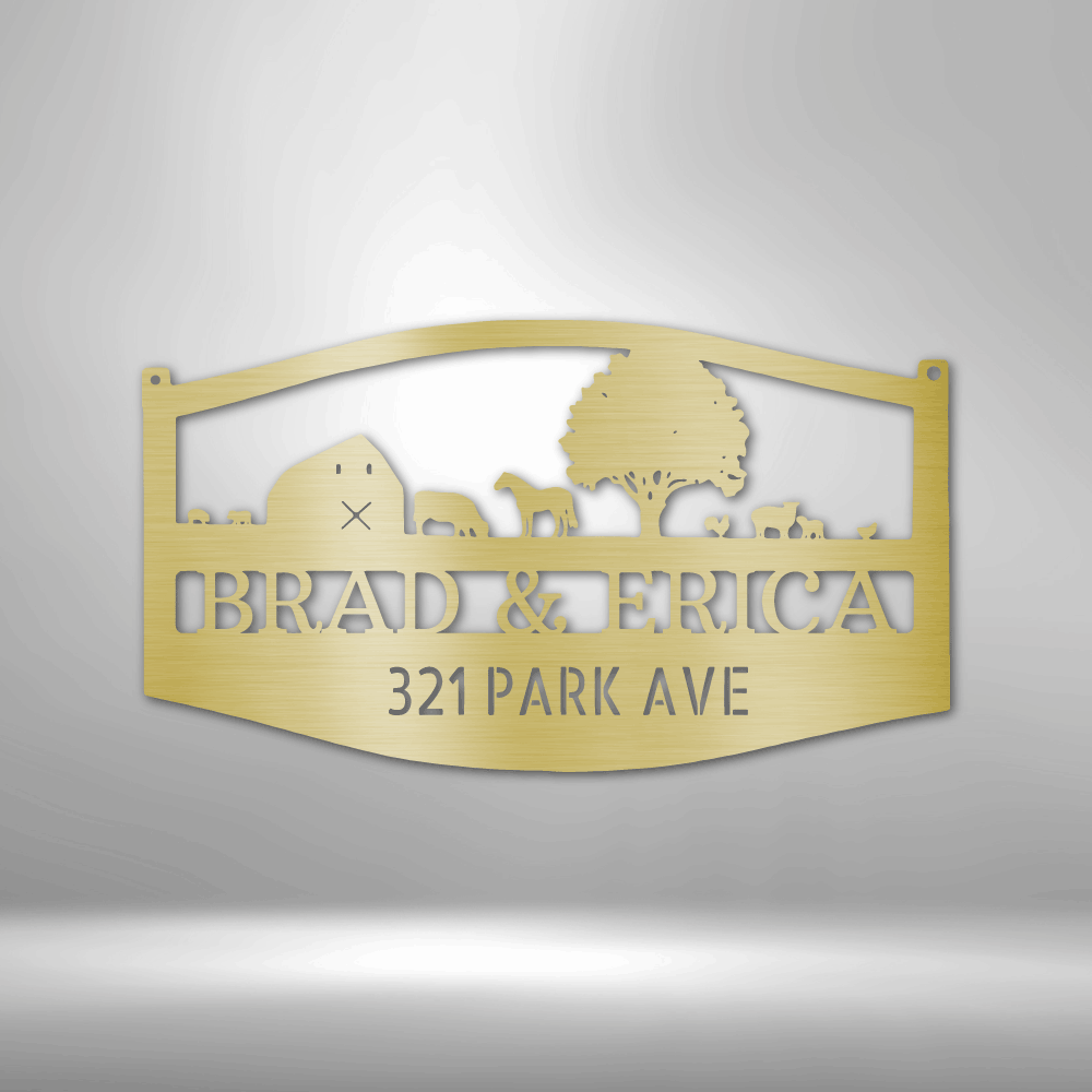 Steel Sign Gold / 12" Farm Scene | Customizable Steel Sign