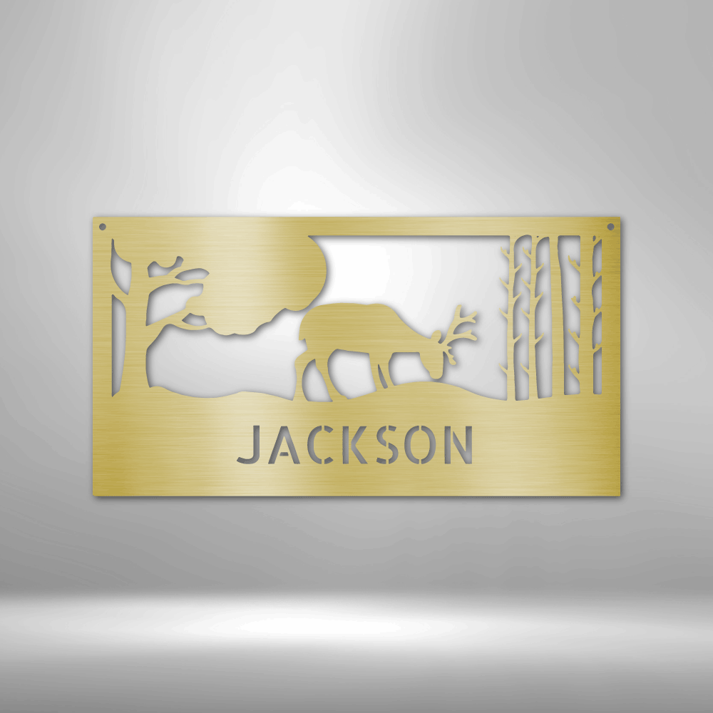 Steel Sign Gold / 12" Grazing Deer | Customizable Steel Sign