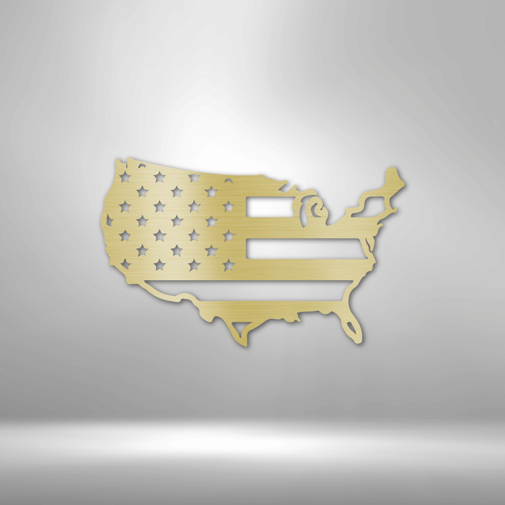 Steel Sign Gold / 12" USA Flag | Steel Sign