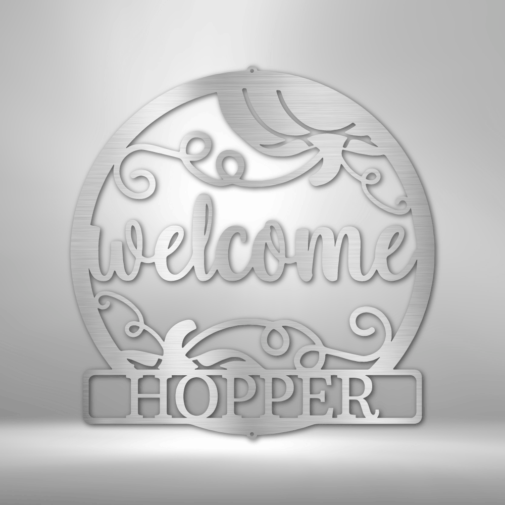 Steel Sign Silver / 12" Welcome Fall | Customizable Steel Sign