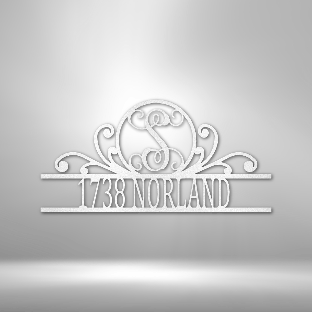 Steel Sign White / 12" Scroll Family Monogram | Customizable Steel Sign