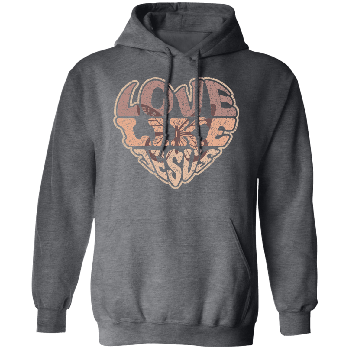 Sweatshirts Dark Heather / S Love Like Jesus | Christian | Retro | Pullover Hoodie