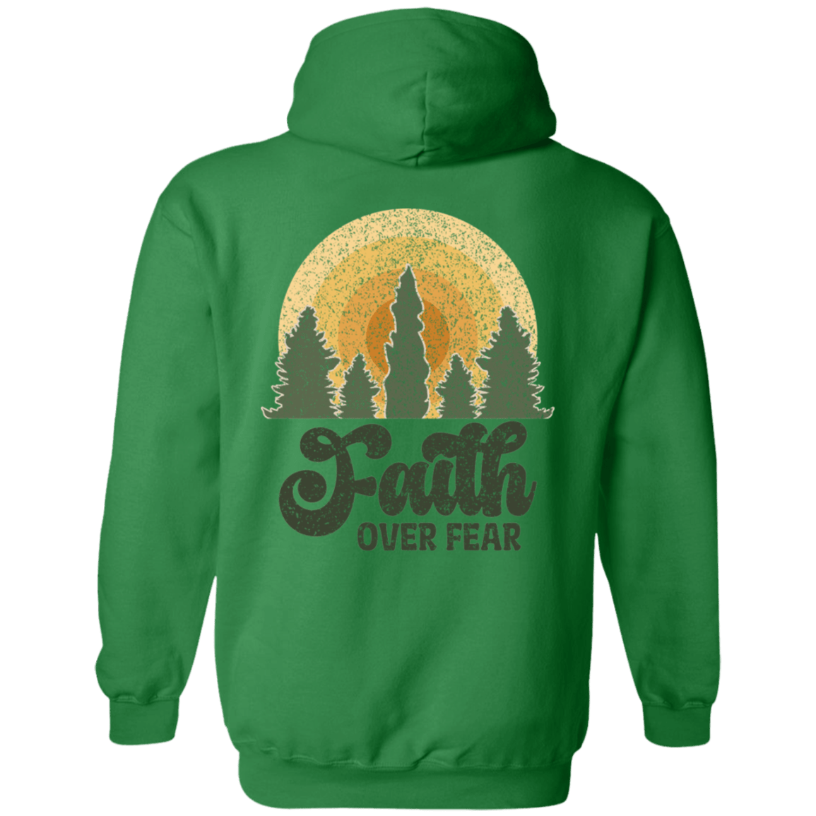 Sweatshirts Irish Green / S Faith Over Fear | Christian | Retro | Back Print | Pullover Hoodie