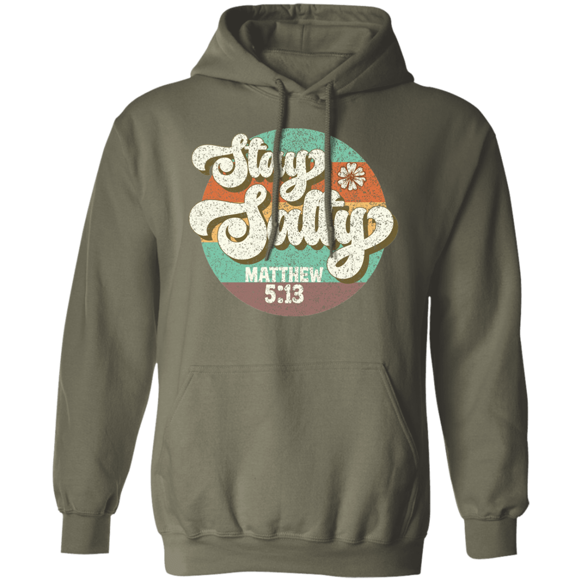 Sweatshirts Military Green / S Stay Salty | Matthew 5:13 | Christian | Retro | Pullover Hoodie