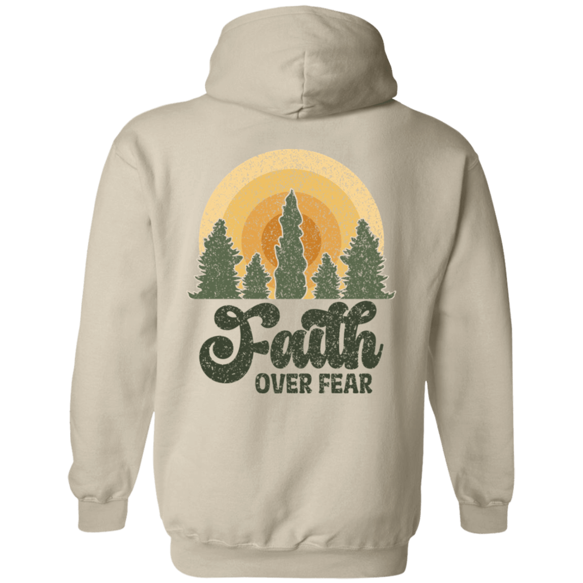 Sweatshirts Sand / S Faith Over Fear | Christian | Retro | Back Print | Pullover Hoodie